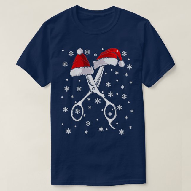 Barber Scissor Weihnachtsmannmütze Funny Barbersho T-Shirt (Design vorne)