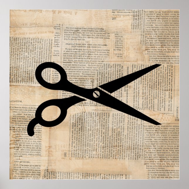 Barber Shears Vintage Textstil Art Poster (Vorne)