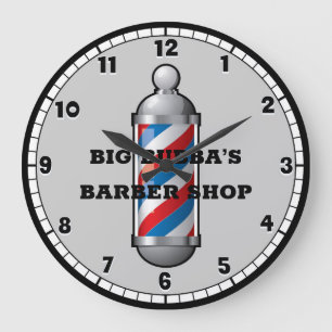 Barber Shop Barber Pole Custom Round Clock Große Wanduhr