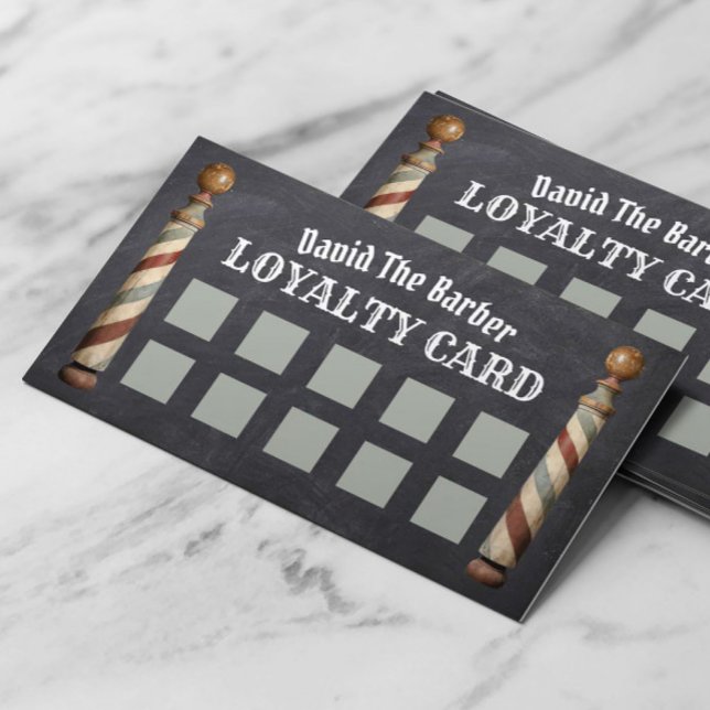 Barber Shop Barbershop Chalkboard Loyalty Punch Treuekarte (Von Creator hochgeladen)