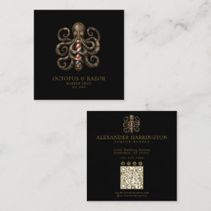 Barber Shop Bronze Octopus Professional QR-Code Quadratische Visitenkarte