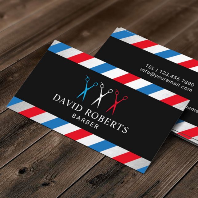 Barber Shop Friseur Stylist 3 Schere Barbershop Visitenkarte (Von Creator hochgeladen)