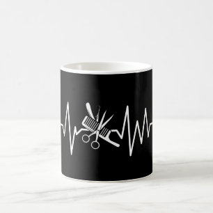 Barber Shop - Friseurschere Kamm Herzschlag Kaffee Kaffeetasse