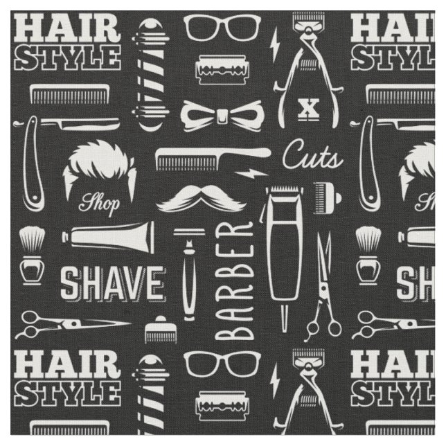 Barber Shop Hair Stylist Muster Stoff (Nahaufnahme)