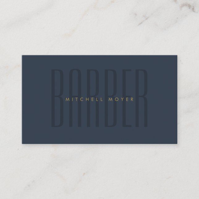 Barber Shop Hair Stylist Navy Blue Visitenkarte (Vorderseite)