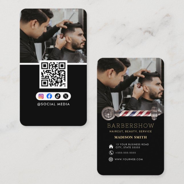 Barber Shop Hair Stylist Professional Barbershop Visitenkarte (Vorne/Hinten)
