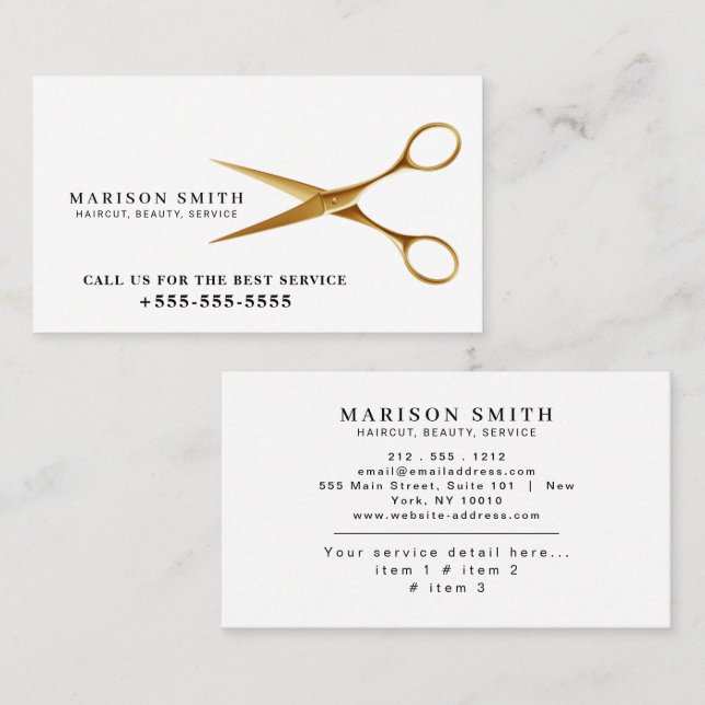Barber Shop Hair Stylist Professional Barbershop Visitenkarte (Vorne/Hinten)
