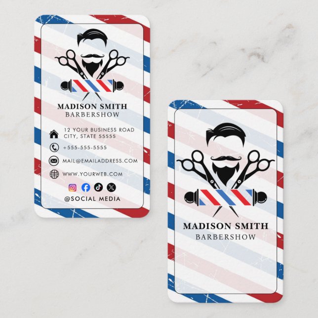 Barber Shop Hair Stylist Professional Barbershop Visitenkarte (Vorne/Hinten)