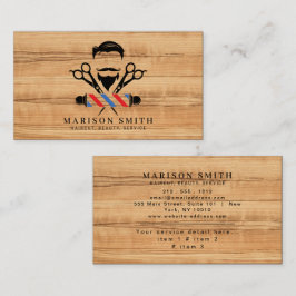 Barber Shop Hair Stylist Wood Visitenkarte