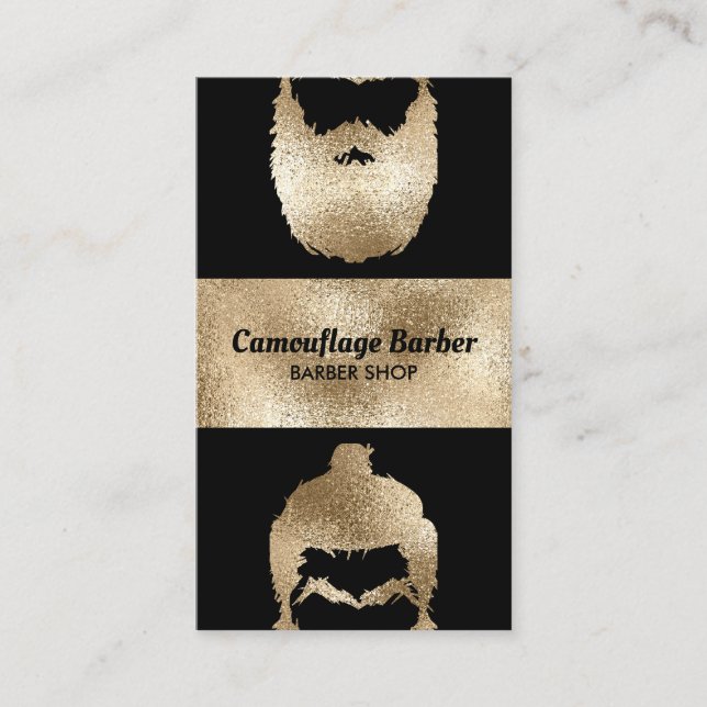 Barber Shop hipster gold sparkling Visitenkarte (Vorderseite)