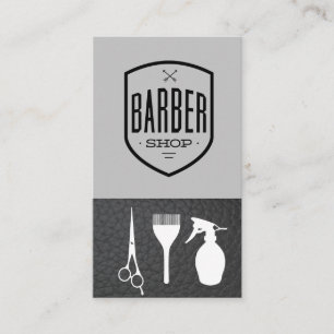 Barber Shop Leather   Business Card mit Shave-Blad Visitenkarte
