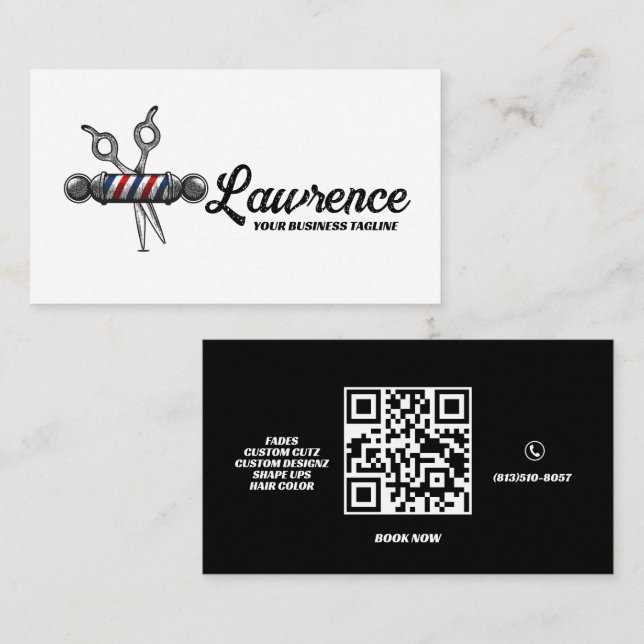 Barber-Shop-Logo-Beschriftung Beruflich Visitenkarte (Vorne/Hinten)