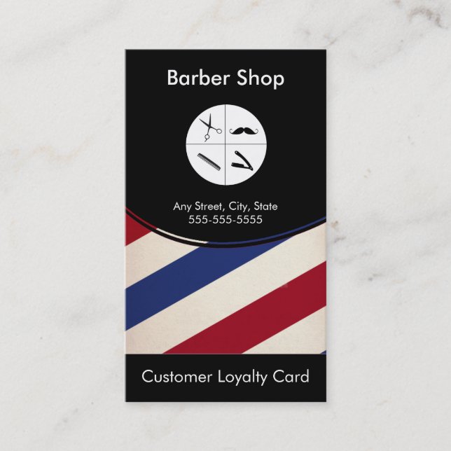 Barber Shop Loyalität Visitenkarte Treuekarte (Vorderseite)