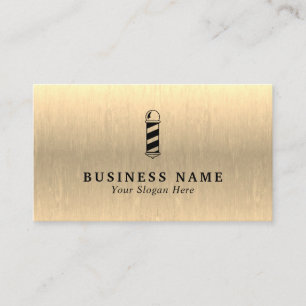 Barber Shop Pole - Metallische Gold Business Card Visitenkarte