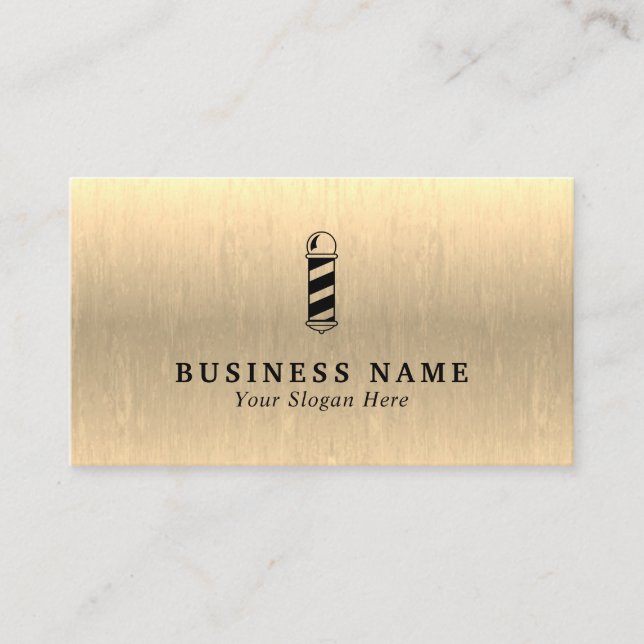 Barber Shop Pole - Metallische Gold Business Card Visitenkarte (Vorderseite)