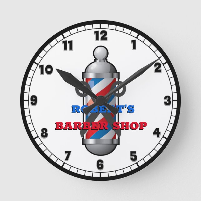 Barber Shop Poteau en coiffure Horloge ronde perso (Recto)