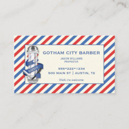Barber Shop Red White Blue Streifen Pole Terminkarte