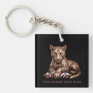 Barber Shop Rose Gold Panther Ihr Logo Branding Schlüsselanhänger