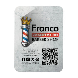 Barber Shop Royal Crown Barber Pole Friseur Salon Magnet