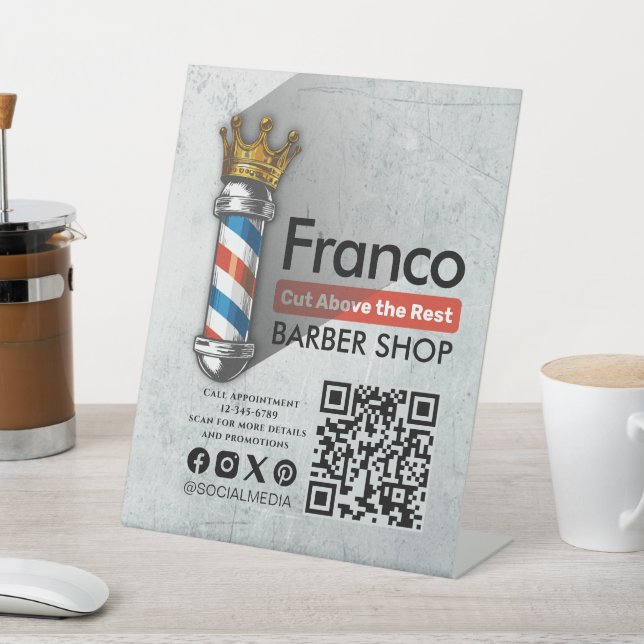 Barber Shop Royal Crown Barber Pole Friseur Salon  Sockelschild (In SItu)