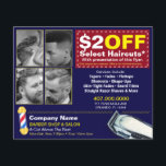 Barber Shop & Salon Individuell anpassbare Couponv Flyer<br><div class="desc">Bleiben Sie sichtbar und vor der Konkurrenz, indem Sie diese effektiven Flyer des Friseurladens an alle anpassen, drucken und ausgeben, die Ihren Friseur/Salon nutzen können. Zeigen Sie Ihre Arbeit, indem Sie die Friseur-Schnitte/Bilder durch Ihre eigenen ersetzen. Dieser Flyer zeigt einen anpassbaren Coupon an, der sicher ist, das Interesse potenzieller Anwender...</div>