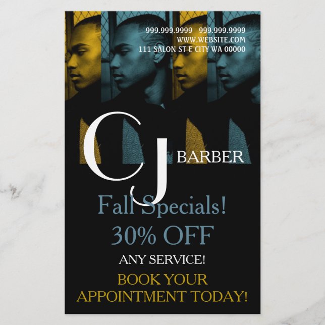 Barber Shop Salon Stylist Hair Flyer Menü (Vorne)