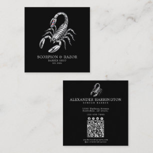 Barber Shop Silber Skorpion Professional QR Code Quadratische Visitenkarte