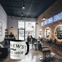 Barber shop tasse à café avec poteaux et moustache