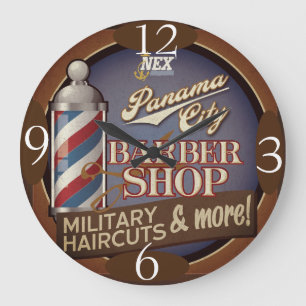 Barber Shop Time auf Große Wanduhr