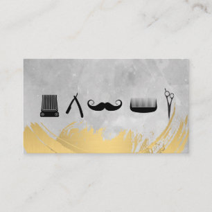 Barber Shop Tools Gold Brushed Watercolor Visitenkarte