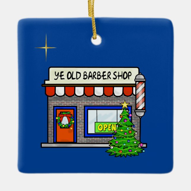 Barber Shop Weihnachtsdekoration Keramikornament (Vorderseite)