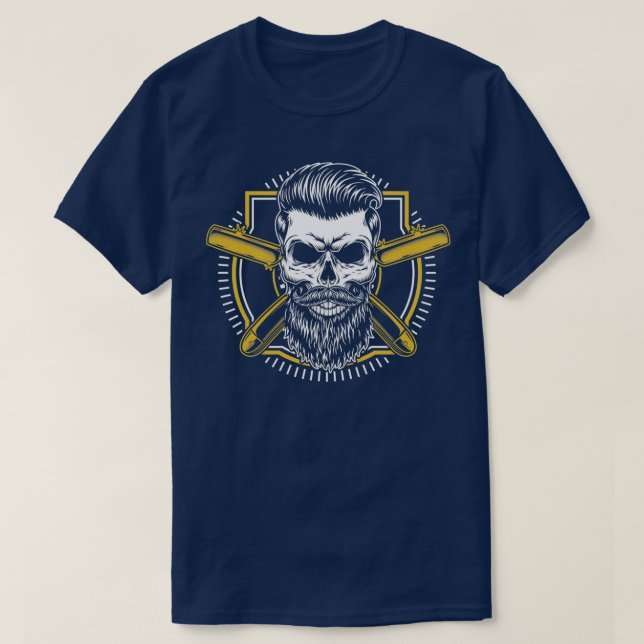 Barber Skull Friseur Friseur Friseursalon Barbersh T-Shirt (Design vorne)
