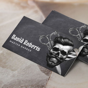 Barber Skull Vintag Hair Stylist Chalkboard Visitenkarte