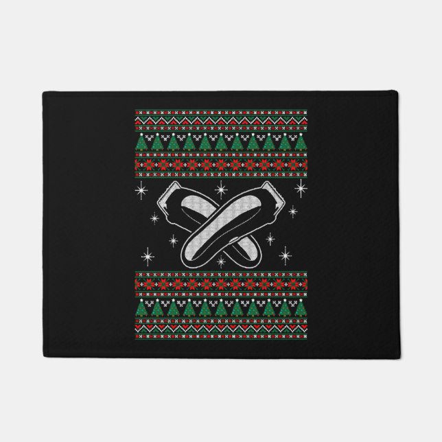 Barber Ugly Christmas Sweater Xmas Fußmatte (Vorderseite)