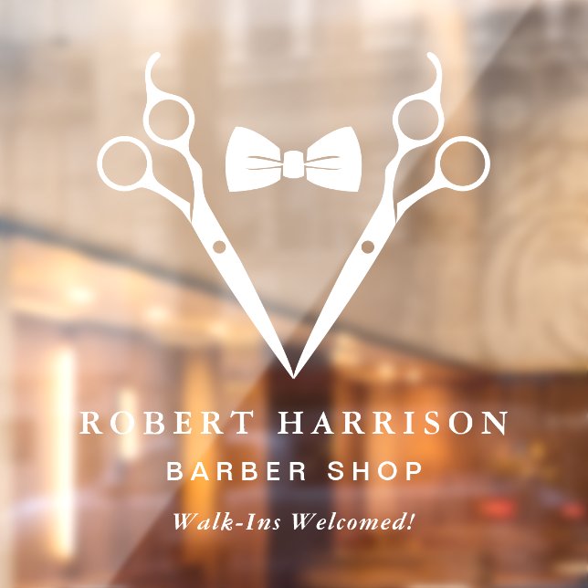 Barber Walk-Ins Barbershop White Fensteraufkleber (Blatt 2)
