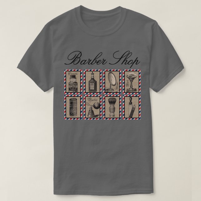 Barbere-Elemente-Elemente im Barbershop T-Shirt (Design vorne)