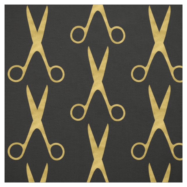 Barberhaarsalon Goldschere schwarzes Muster Stoff (Muster)