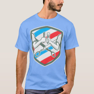 Barberhand-Comb-Brush-Schere Schild Retro T-Shirt