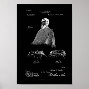 Barber's Cape Antique Patent Poster Black
