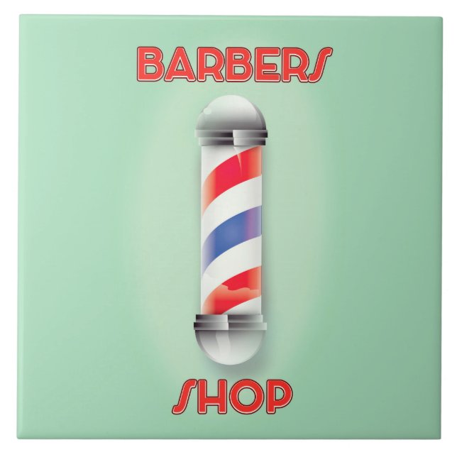 Barbers Shop Vintages Pole-Zeichen Fliese (Vorderseite)