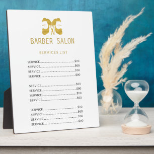 Barbershandel Gold Weißer elegante Dienstleistunge Fotoplatte