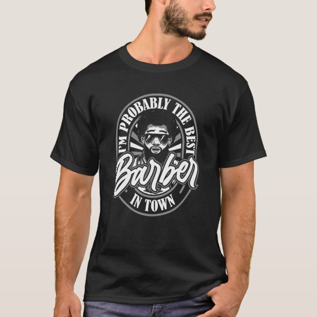 Barbershop Afro Haircut Coiffeur   Beard Hairstyle T-Shirt (Vorderseite)