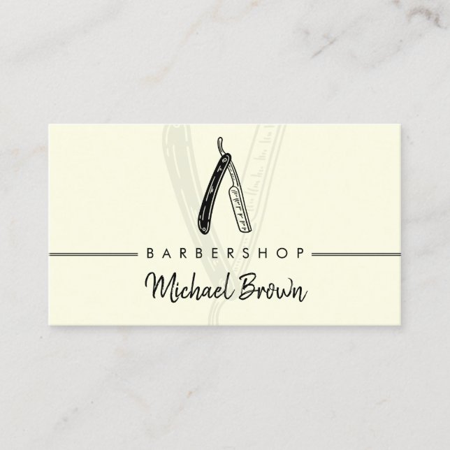 Barbershop aus Yellow Razor mustache Visitenkarte (Vorderseite)