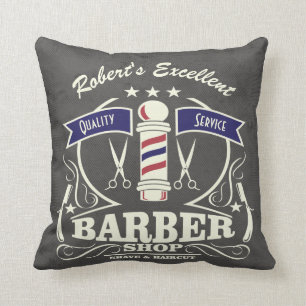 Barbershop Barber Hipster Stylist Pole Red Blue Kissen