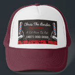 Barbershop Barber Pol und Clippers Trucker Hat Truckerkappe<br><div class="desc">Dies ist ein KUNDENBAR Friseur/Friseur-LKWs Hutdesign. Das Design wird durch die Farben Blau und Rot des Barbershops repräsentiert. Alle Kunstwerke wurden von Dale Arthur von whizcreations.net erstellt und illustriert.</div>