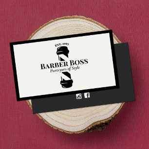 Barbershop Barber Pole Black und White Visitenkarte
