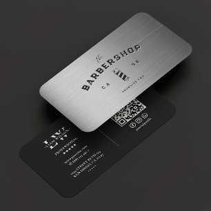 Barbershop Barber Pole Elegantes Schwarzes Silber  Visitenkarte