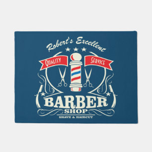Barbershop Barber Stylist Blue Fußmatte