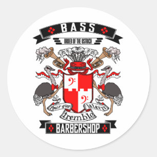 Barbershop Bass Coat of Arms Runder Aufkleber