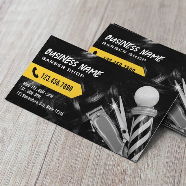 Barbershop Beruflich Hair Clipper Barber Black Visitenkarte (Von Creator hochgeladen)